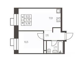 ЖК «Новая Ивантеевка», планировка студии, 35.00 м²