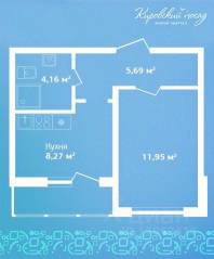 ЖК «Кировский Посад», планировка 1-комнатной квартиры, 30.10 м²