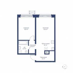 ЖК «Цветочный город», планировка 2-комнатной квартиры, 50.20 м²