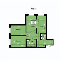 ЖК «Прагма City», планировка 3-комнатной квартиры, 87.80 м²