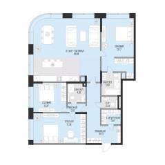 ЖК «Садовническая 69», планировка 3-комнатной квартиры, 141.75 м²