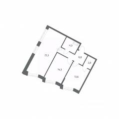 ЖК «NEWПИТЕР», планировка 2-комнатной квартиры, 63.31 м²