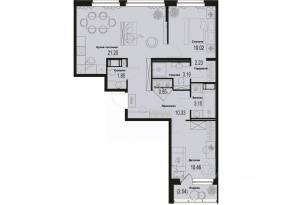 ЖК «ID Murino III», планировка 2-комнатной квартиры, 64.55 м²