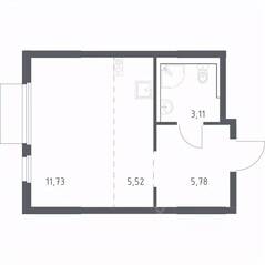ЖК «Пригород Лесное», планировка студии, 26.14 м²