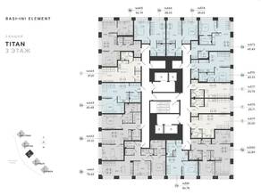 ЖК «Bashni Element», планировка 2-комнатной квартиры, 72.62 м²