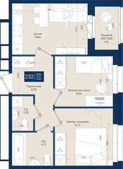 ЖК «Новатория», планировка 2-комнатной квартиры, 45.50 м²