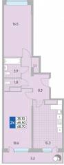 ЖК «Самоцветы мира», планировка 2-комнатной квартиры, 68.70 м²