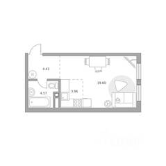 ЖК «Гранель Коломенское», планировка студии, 32.56 м²
