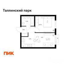 ЖК «Таллинский парк», планировка 1-комнатной квартиры, 34.50 м²