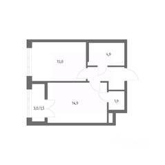 ЖК «NEWПИТЕР», планировка 1-комнатной квартиры, 40.50 м²
