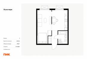 ЖК «Яуза парк (ПИК)», планировка 1-комнатной квартиры, 36.00 м²