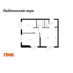 ЖК «Люблинский парк», планировка 2-комнатной квартиры, 47.50 м²