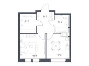 ЖК «Большое Путилково», планировка 1-комнатной квартиры, 35.41 м²