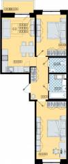 ЖК «Северный Меридиан» (Бугры), планировка 2-комнатной квартиры, 67.78 м²
