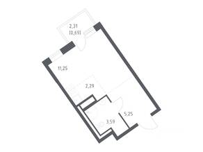 ЖК «Квартал Лаголово», планировка студии, 23.07 м²