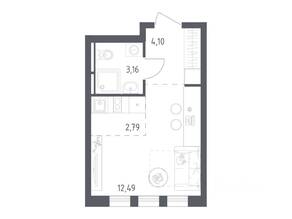 ЖК «Остафьево», планировка студии, 22.54 м²