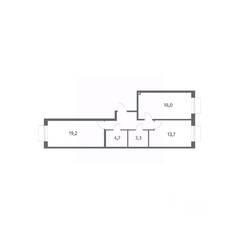 ЖК «Парусная 1», планировка 2-комнатной квартиры, 66.70 м²