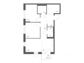 ЖК «Новое Внуково», планировка 2-комнатной квартиры, 62.65 м²