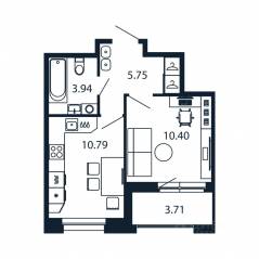 ЖК «Полис Новоселье», планировка 1-комнатной квартиры, 32.74 м²
