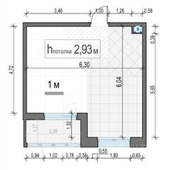 ЖК «Новое Пушкино», планировка 1-комнатной квартиры, 32.60 м²