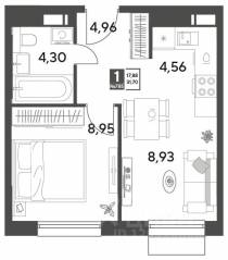 ЖК Арт-квартал «Публицист», планировка 1-комнатной квартиры, 31.70 м²
