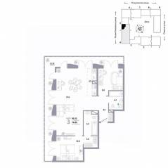 ЖК «Страна.Озерная», планировка 3-комнатной квартиры, 98.13 м²