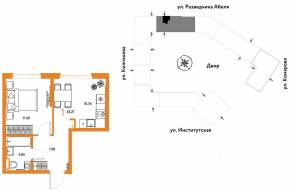 ЖК «Страна.Парковая», планировка 1-комнатной квартиры, 33.27 м²