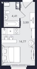 МФК «Про.Молодость (Апартаменты Про.Молодость)», планировка студии, 23.17 м²