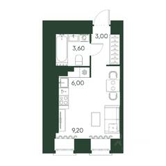 ЖК «Моисеенко, 10», планировка студии, 21.80 м²