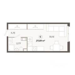 ЖК «Знатный», планировка студии, 27.09 м²