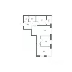 ЖК «NEWПИТЕР», планировка 3-комнатной квартиры, 67.30 м²