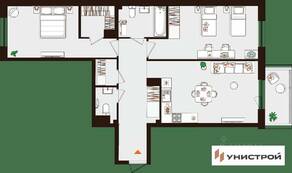 МЖК «Лисино», планировка 2-комнатной квартиры, 75.30 м²