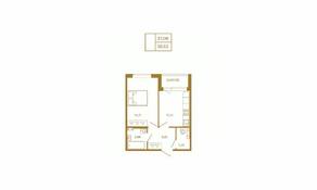 МЖК «Новая история», планировка 1-комнатной квартиры, 38.63 м²