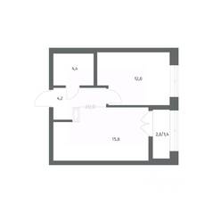 ЖК «NEWПИТЕР», планировка 1-комнатной квартиры, 37.77 м²