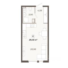 ЖК «Знатный», планировка студии, 29.46 м²