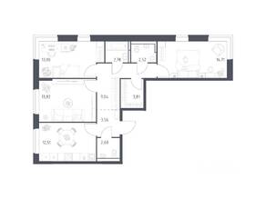 ЖК «Богдановский Лес», планировка 3-комнатной квартиры, 78.35 м²