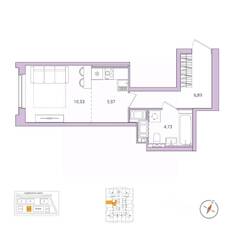 ЖК «OKLA», планировка студии, 28.02 м²