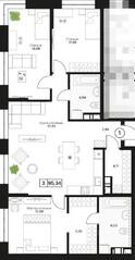 ЖК «Пушкино Град», планировка 3-комнатной квартиры, 95.34 м²
