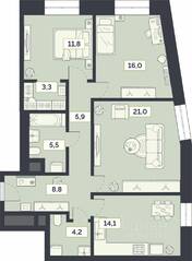 ЖК «Лайм», планировка 3-комнатной квартиры, 90.60 м²