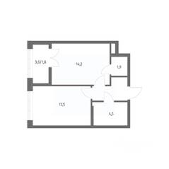 ЖК «NEWПИТЕР», планировка 1-комнатной квартиры, 39.60 м²