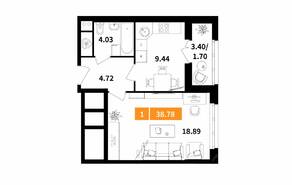 ЖК «Планерный квартал», планировка 1-комнатной квартиры, 38.78 м²