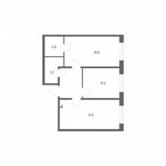 ЖК «Парусная 1», планировка 2-комнатной квартиры, 60.00 м²