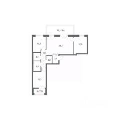 ЖК «NEWПИТЕР», планировка 3-комнатной квартиры, 83.38 м²