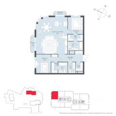 ЖК «Татарская 35», планировка 2-комнатной квартиры, 132.60 м²