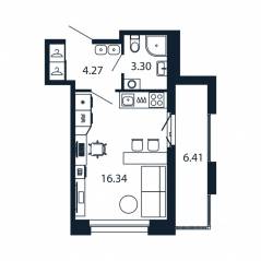 ЖК «Полис Новоселье», планировка студии, 25.83 м²