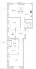 Апарт-комплекс «N'ice loft», планировка 3-комнатной квартиры, 106.30 м²