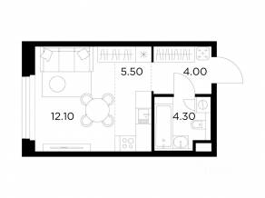 ЖК «Квартал Белый Град», планировка студии, 26.10 м²