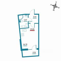 ЖК «Левитан», планировка студии, 25.04 м²