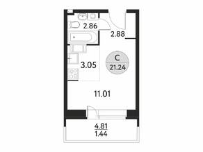 ЖК «Дом на Сиреневой (Щелково)», планировка студии, 21.24 м²