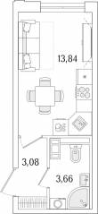 ЖК «Гранат», планировка студии, 20.58 м²
